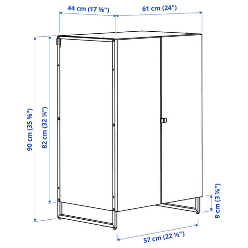 JOSTEIN Shelving unit with doors, in/outdoor/white, 61x44x90 cm