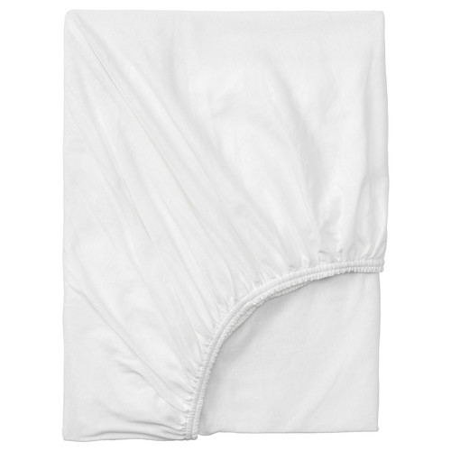 VÅRVIAL Fitted sheet, white, 120x200 cm