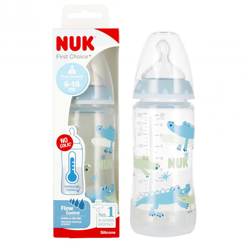 NUK First Choice Plus Baby Bottle with Temperature Control 300ml 6-18m, blue