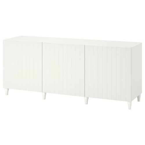 BESTÅ Storage combination with doors, white, Sutterviken/Kabbarp white, 180x42x74 cm