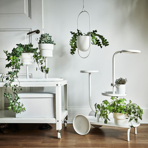 CHILISTRÅN Hanging planter, in/outdoor white, 12 cm