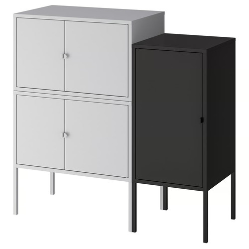 LIXHULT Cabinet combination, grey, anthracite, 95x35x92 cm