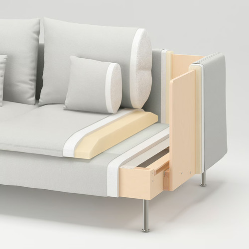 SÖDERHAMN 4-seat sofa, with chaise longue, Viarp beige/brown