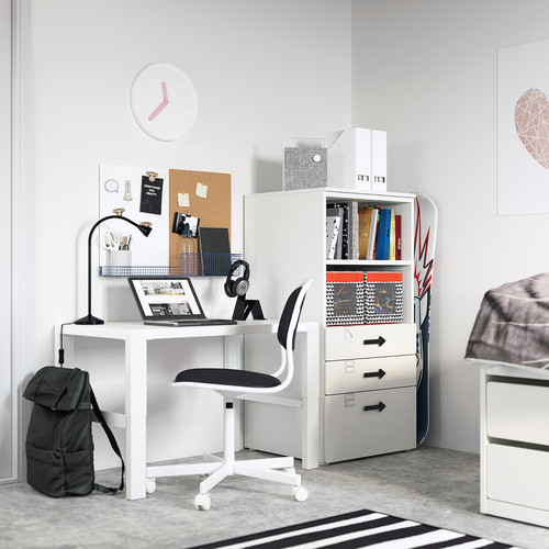 SMÅSTAD / PLATSA Bookcase, white white, with 3 drawers, 60x55x123 cm