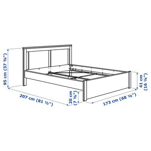 SONGESAND Bed frame, white/Lindbåden, 160x200 cm