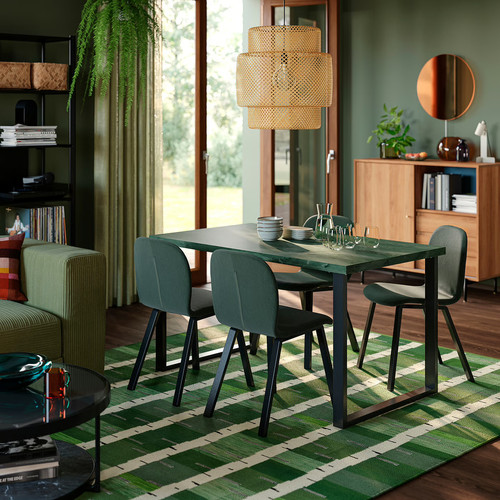 SKÅLSTA Table top, dark grey-green marble effect, 140x80 cm