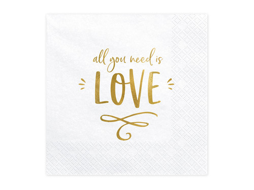 Paper Napkin All You Need Is Love 33x33cm 20pcs, white