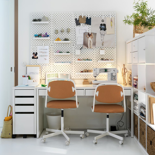 MICKE Drawer unit/drop file storage, white, 35x75 cm