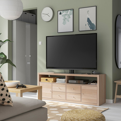 KALLAX TV storage combination, white stained oak effect, 147x39x60 cm