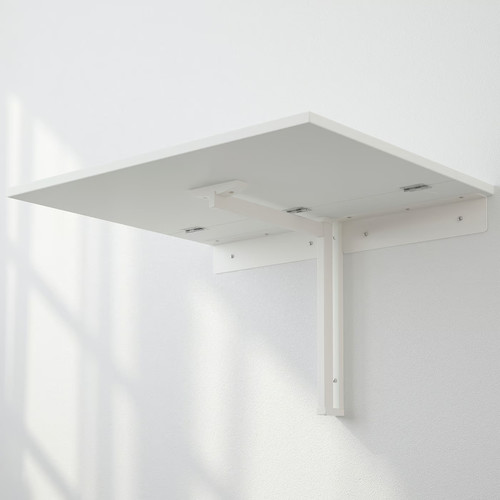 NORBERG Wall-mounted drop-leaf table, white, 74x60 cm