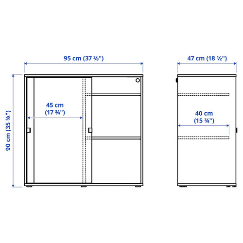 VIHALS Cabinet with sliding doors, white 95x47x90 cm