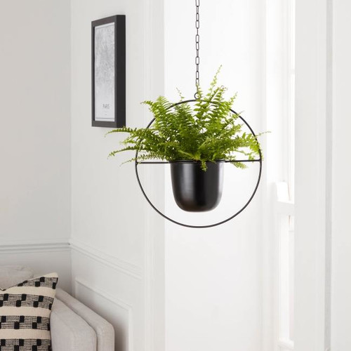 Hanging Plant Pot GoodHome, round, black