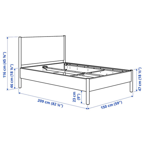 TONSTAD Bed frame, oak veneer, 140x200 cm