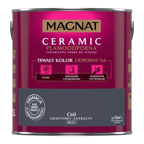 Magnat Ceramic Interior Ceramic Paint Stain-resistant 2.5l, graphite anthracite