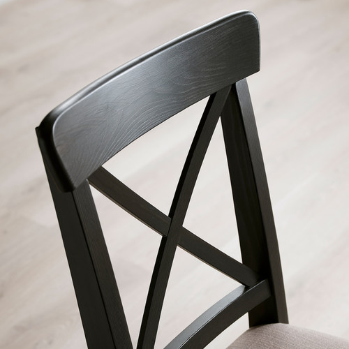 NORDVIKEN / INGOLF Table and 4 chairs, black/Nolhaga grey-beige brown-black, 152/223 cm