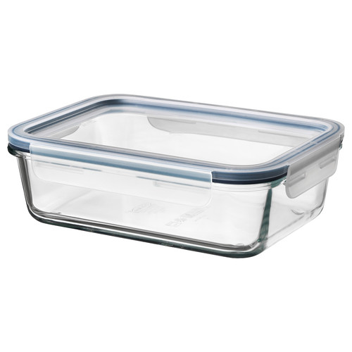 IKEA 365+ Food container with lid, rectangular, glass, plastic, 21x15 cm