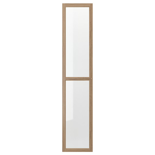 OXBERG Glass door, oak effect, 40x192 cm