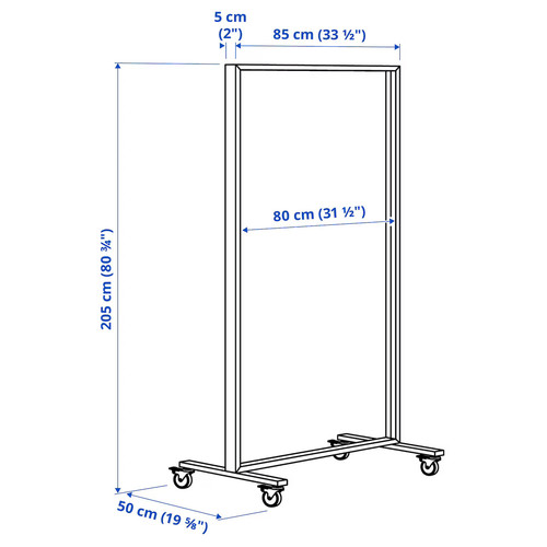 MITTZON Frame with castors, white, 85x205x50 cm