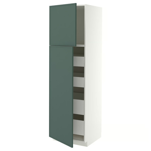 METOD/MAXIMERA Hi cab w 2 doors/4 drawers, white/Aspudden dark grey-green, 60x60x200 cm