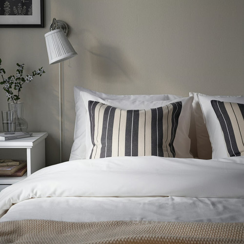 KORALLBUSKE Cushion cover, light beige/anthracite, 50x50 cm