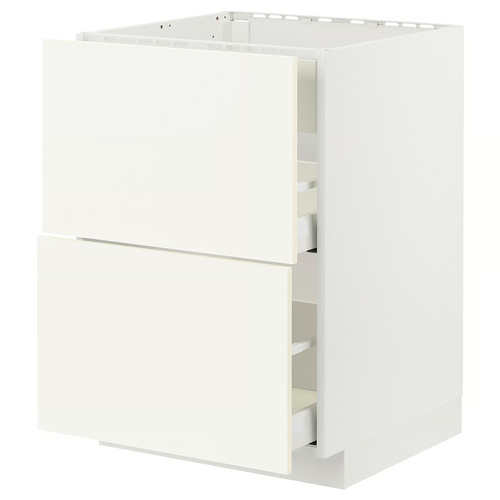 METOD / MAXIMERA Base cab f hob/int extractor w drw, white/Vallstena white, 60x60 cm