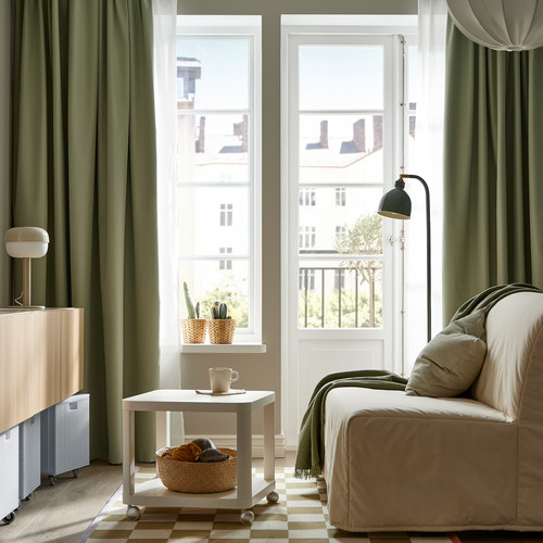 BENGTA Block-out curtain, 1 piece, green/with heading tape, 210x300 cm