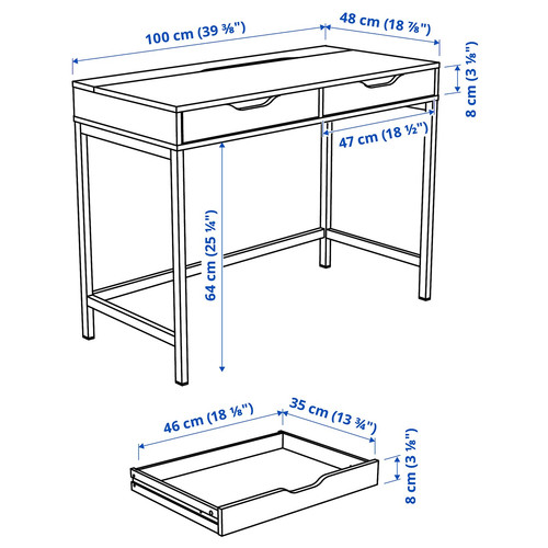 ALEX/LÅNGFJÄLL / KALLAX Desk and storage combination, and swivel chair grey-turquoise/black