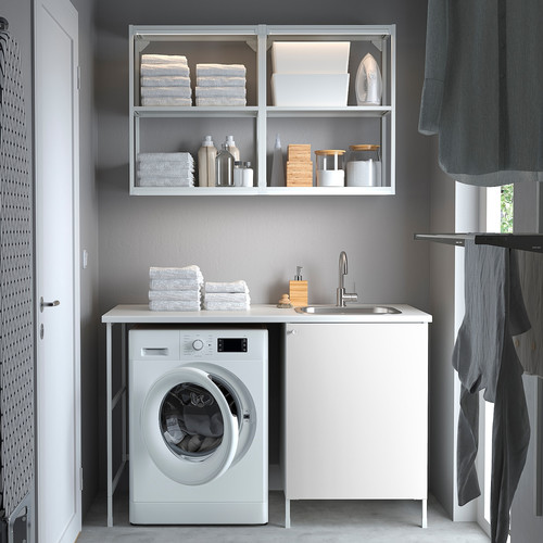 ENHET Storage combination for laundry, white, 139x63.5x87.5 cm