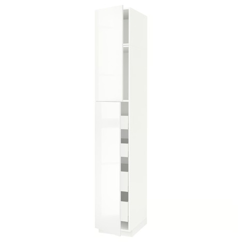 METOD / MAXIMERA Hi cab w 2 doors/4 drawers, white/Ringhult white, 40x60x240 cm