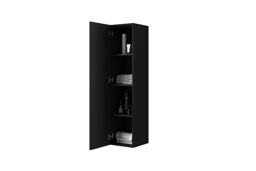 Bathroom Wall-mounted High Cabinet MDF Nicole 140cm, matt black