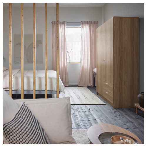 VILHATTEN Wardrobe with 2 doors and 2 drawers, oak effect