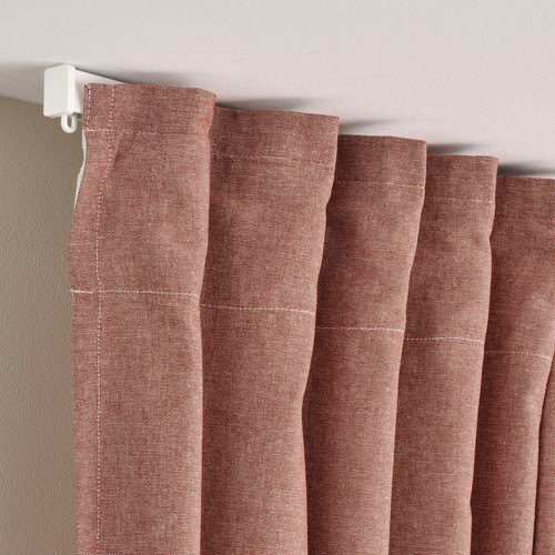 LENDA Curtains with tie-backs, 1 pair, brown-red, 140x300 cm