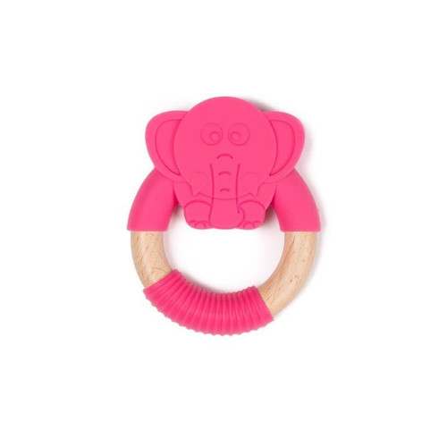 Bo Jungle B-Wood Teether Animals Elephant Pink