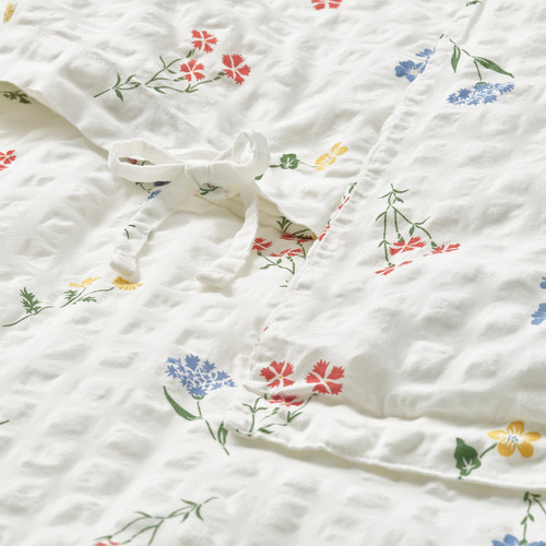 PILDVÄRGMAL Duvet cover and 2 pillowcases, white/floral pattern, 200x200/50x60 cm