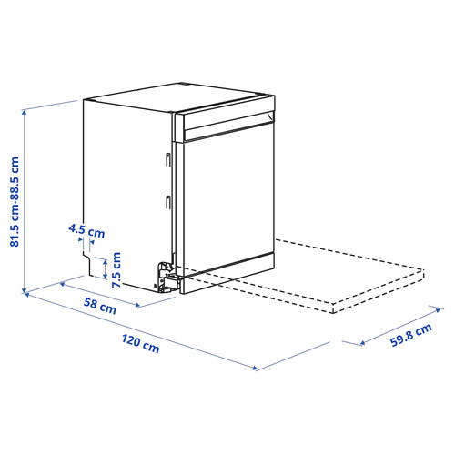 SÖDERBODA Built-in dishwasher, IKEA 500 stainless steel colour, 60 cm
