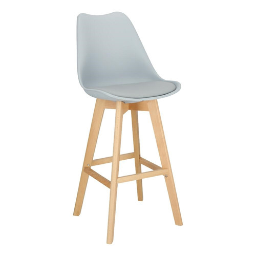 Bar Stool Norden Wood, high, PP, grey