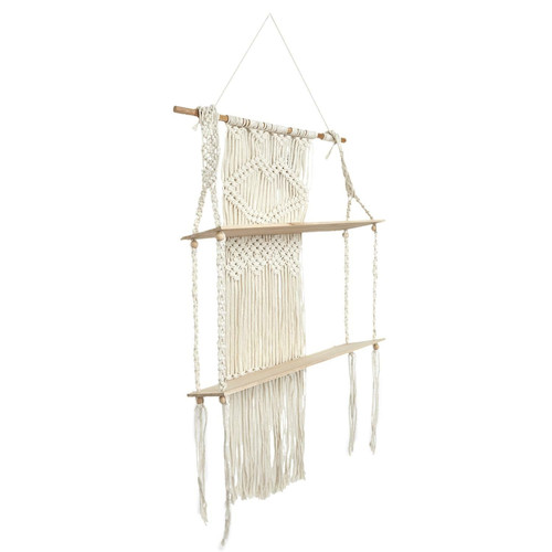 Wall Shelf Boho, beige macrama