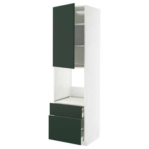 METOD / MAXIMERA Hi cab f ov w dr/2 frnt/1 m/1 h drw, white/Havstorp deep green, 60x60x220 cm