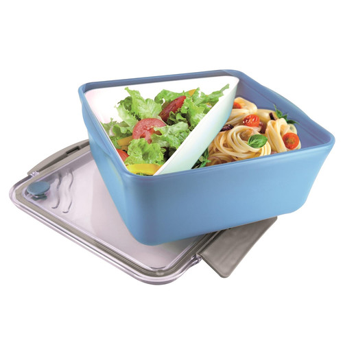 Lunch Box Divided with Fork 2.6l, dark blue