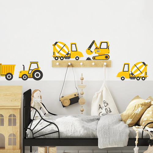 Wall Sticker Set - Construction Vehicles Yellow