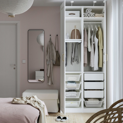 PAX / GRIMO Wardrobe combination, white/white, 100x60x236 cm