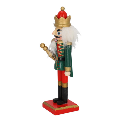 Nutcracker Christmas Decoration 15cm, green/crown