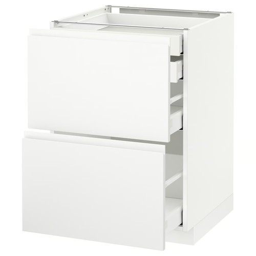 METOD / MAXIMERA Base cabinet, 2 fronts, 2 drawers, white, Voxtorp matt white, 60x60 cm