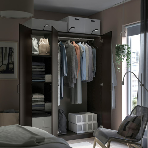 PAX / FORSAND Wardrobe combination, dark grey/dark grey, 150x60x201 cm