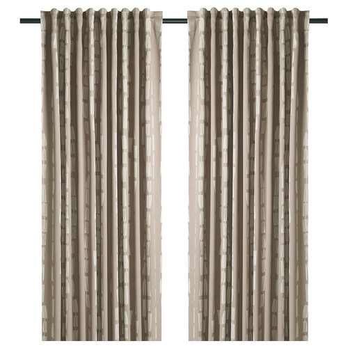 HÄCKBERBERIS Room darkening curtains, 1 pair, beige, 145x300 cm