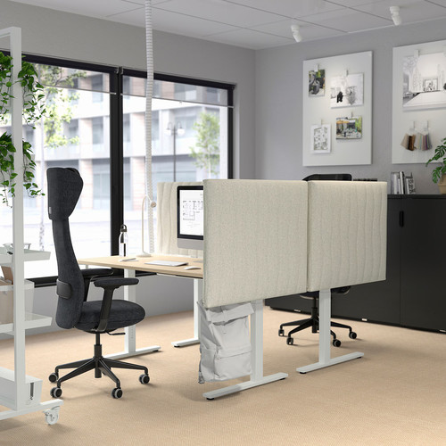 MITTZON Desk, birch veneer/white, 140x80 cm