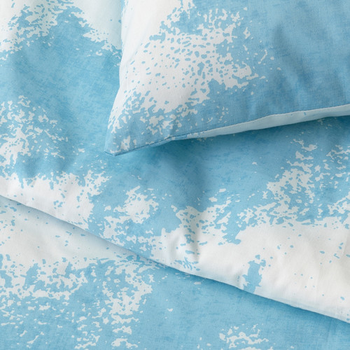 ÄNGSVITVINGE Duvet cover and 2 pillowcases, blue/white, 200x200/50x60 cm