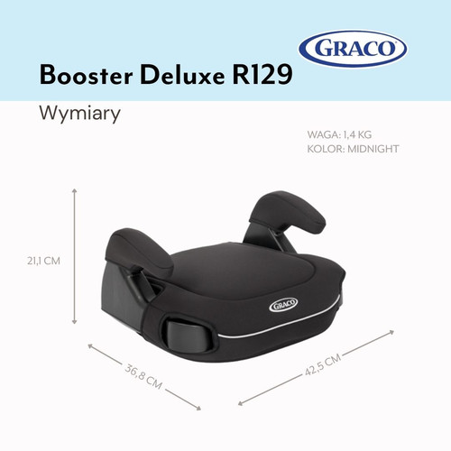 Graco Booster Car Seat Deluxe i-Size Midnight 7-12y/135-150cm