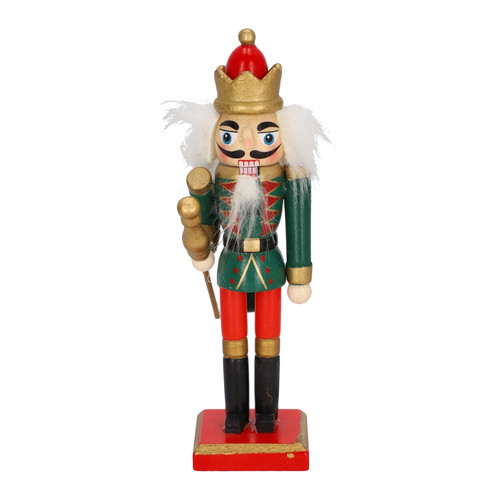 Nutcracker Christmas Decoration 15cm, green/crown