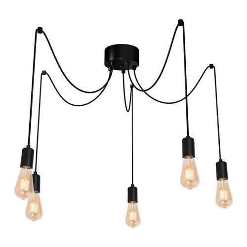 Pendant Lamp Spider Lamp Luminex Spinder 5x E27, black